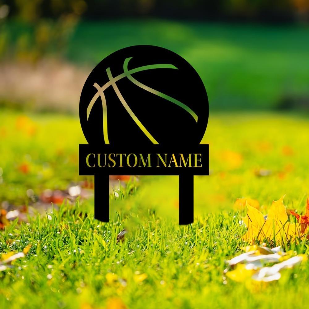 Personalized Iron Basketball Garden Stakes Durable Lawn Decor Gift for Fans Custom Sign