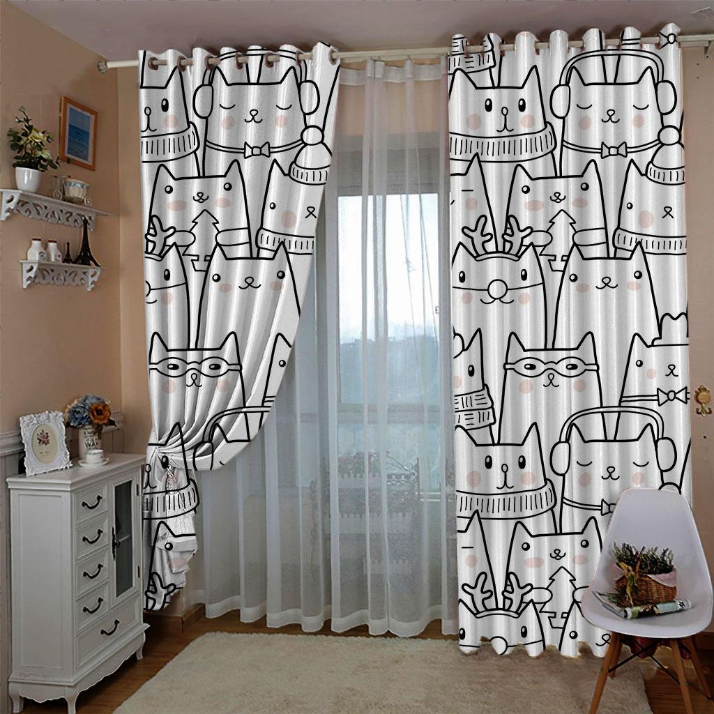 Curtains Popular Small Animal Head Simple Digital Printing High Density Blackout Curtains