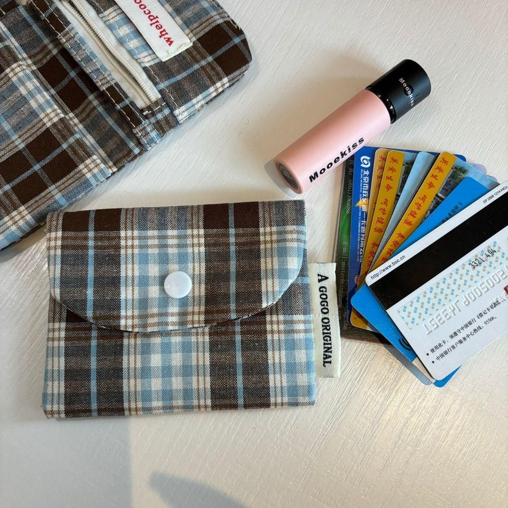 Zipper Purse Mini Cash Wallet Korean Style Cloth Envelope Wallets Retro Plaid Coin Purse  Women