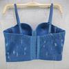Ripped Fashion Trendy Denim Straps Tank Top Size-specific Wrap-around Underwire Women's Clothing Top Lace-up Vest Backless Camis & Tank Tops