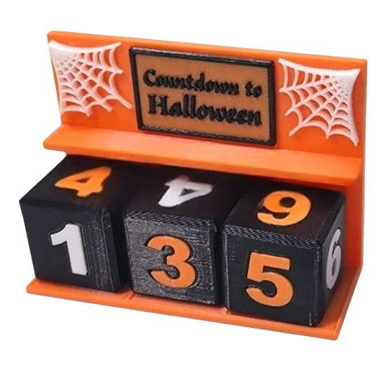 Halloween Entryway Decor Countdown Calendar Block, 3D Printed Advent Calendar, Spooky Daily Count Down To Table for Mantel, Tiered Tray Centerpiece