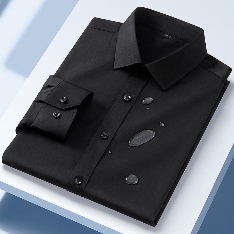 High Quality Mens Business Shirts Long Sleeve Causal Waterproof Soft Wrinkle-free Oil-proof No Ironing Slim Fit White Man Clothe