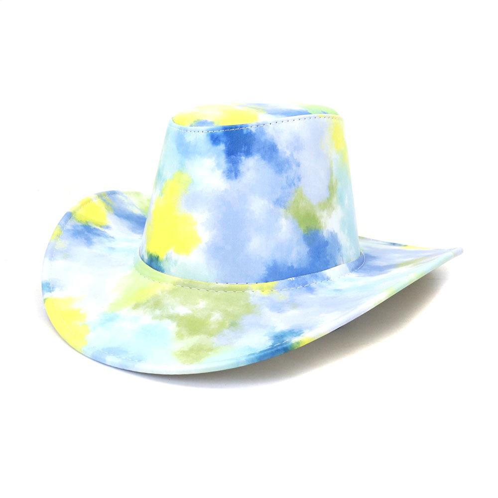 

Новая мужская ковбойская шляпа из искусственной кожи в стиле вестерн для джентльмена, папы, шляпы-федоры с принтом тай-дай, женские джазовые шляпы в стиле пастбища 56-58cm