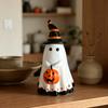 Halloween Resin Ghost Figurine Cute Witch Hat Pumpkin Decor Home Party Ornament