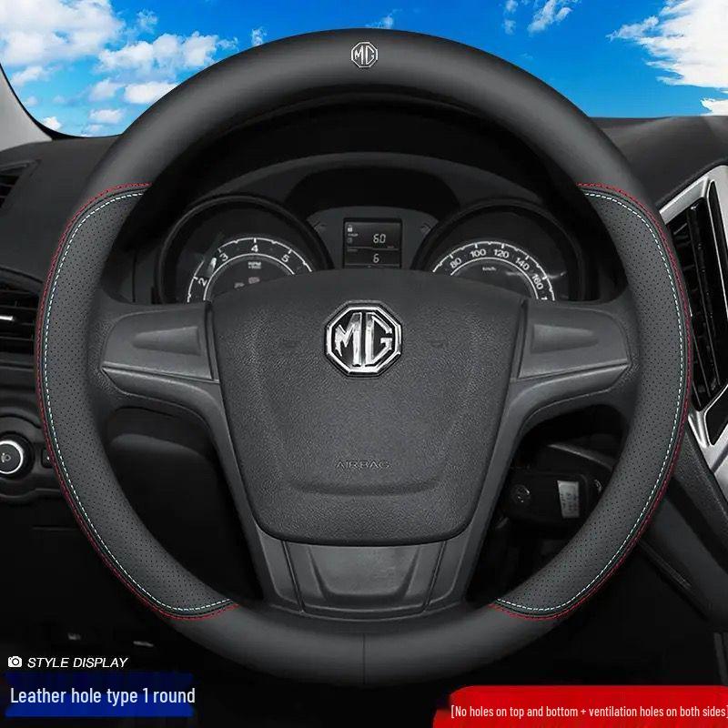 Genuine Leather Ultra-thin Breathable Anti-slip Steering Wheel Cover for All Seasons
