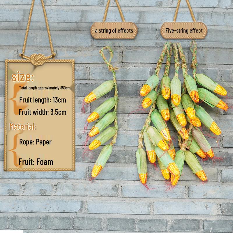 Farmhouse Decor: Pepper, Corn, Garlic, Veggie Fruit Skewers with Hemp Rope