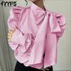 Moda Feminina Casual Primavera Outono Estampado Listrado Manga Comprida Blusas e Camisas