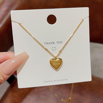 Gold Love Titanium Colorfast Necklace Female Cold Wind Temperament Pendant Clavicle Chain Niche Simple Joker Jewelry.