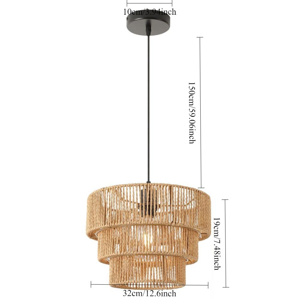 

Handmade Natural Hemp Rope Chandelier Lamp Household Wood Woven Light for Homestay Cafe Bar Hotel Teahouse Indoor Decor Light No bulb