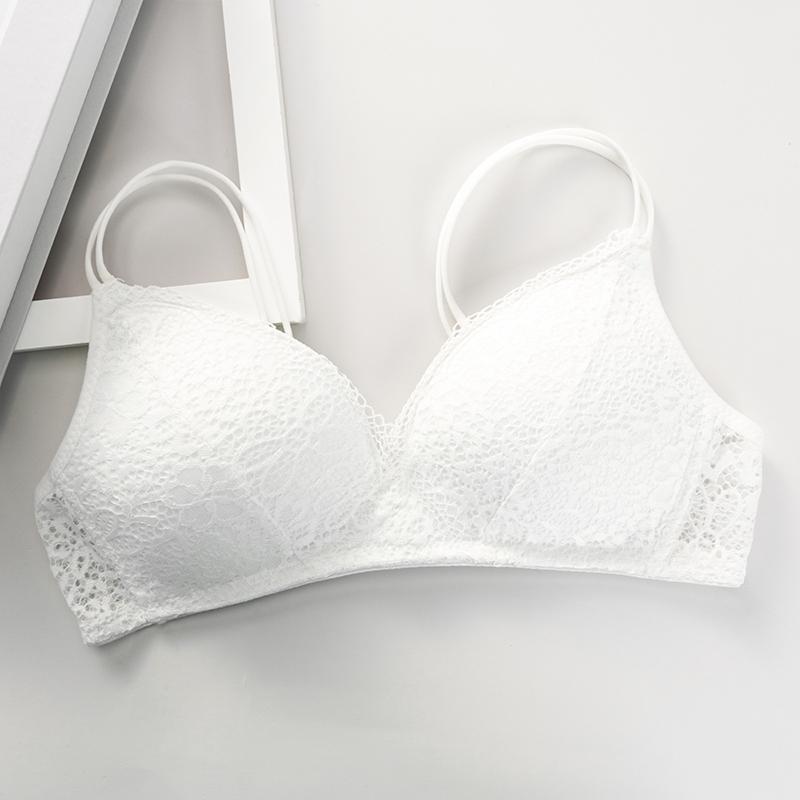 Women's Lace Floral Bralette Solid Color Sleeveless Vest Push Up Bra
