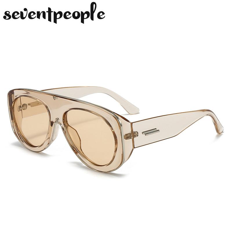 Oversized Y2K Punk Pilot Sunglasses Women Luxury Brand Vintage Shield Oval Sunglass Fashion Outdoor Toad Mirror For Ladies