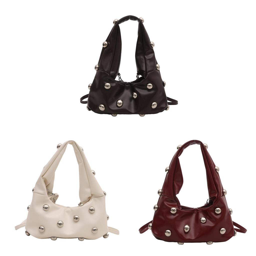Street Style Large Pu Clutch Bag With Metal Rivets For Daily Use