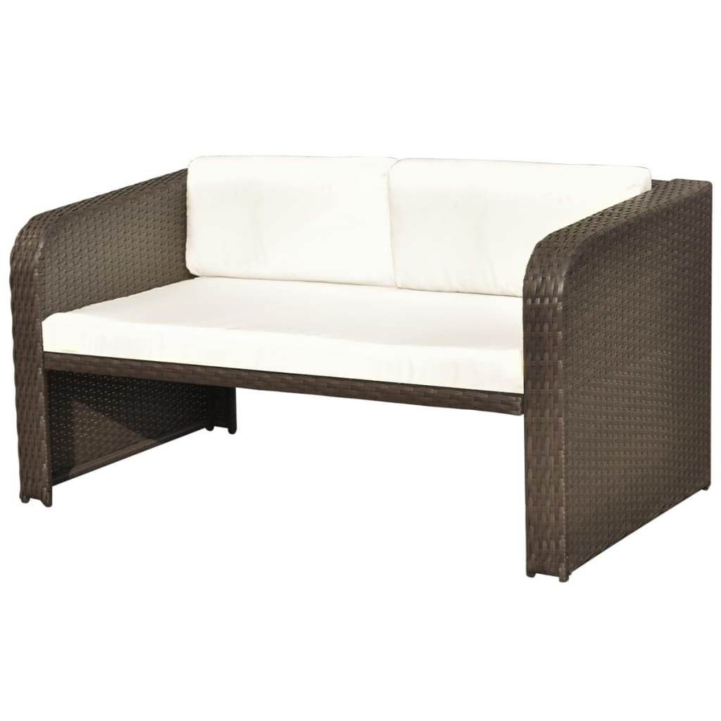 4 Piece Garden Lounge Set with Cushions Poly Rattan Brown
