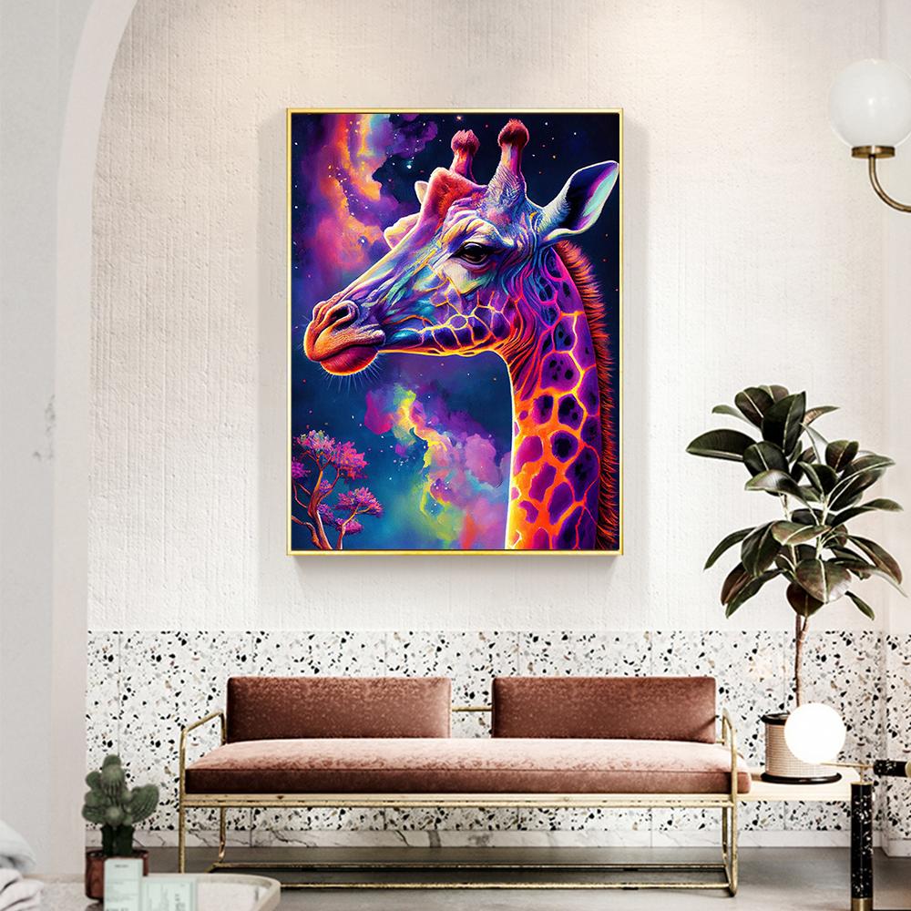 Full Square/Round Giraffe Colorful Home Decor Mosaic Embroidery Animal Fantasy Handmade Wall Art