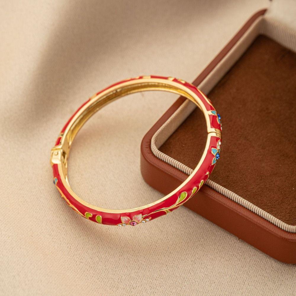 Multi-color Available Vintage Floral Bangle Chinese Style Enamel Bangle  Cultural Performances