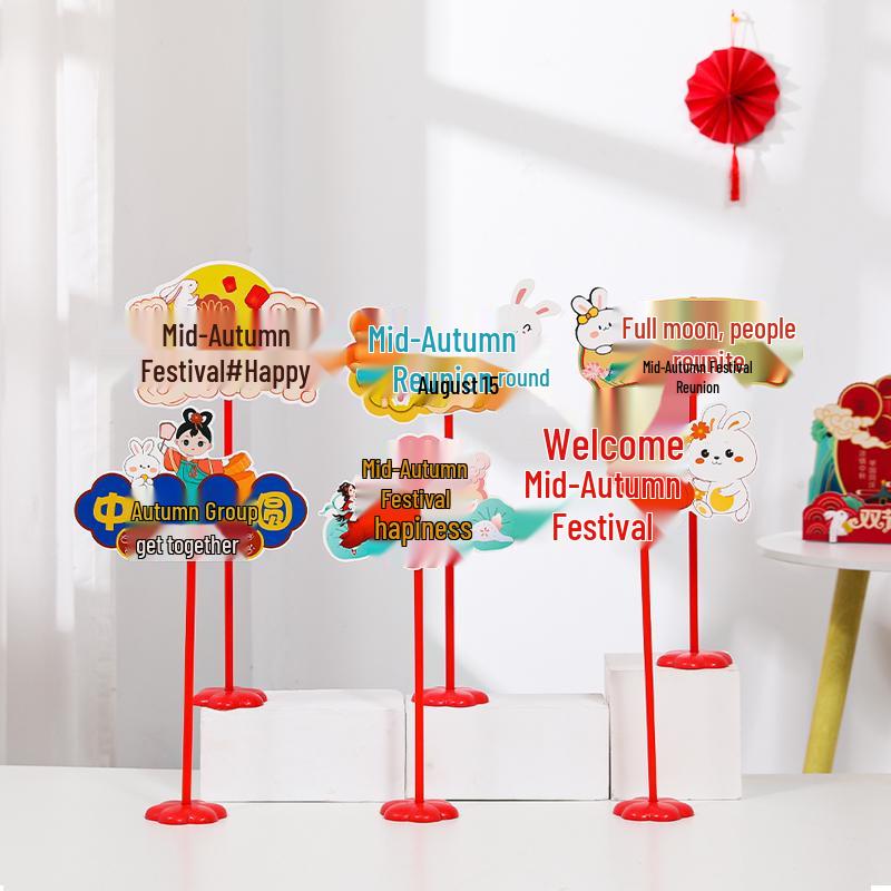 2025 Mid-Autumn Festival & National Day Cat Decor Sign for Shopping Mall & Store Counter Display