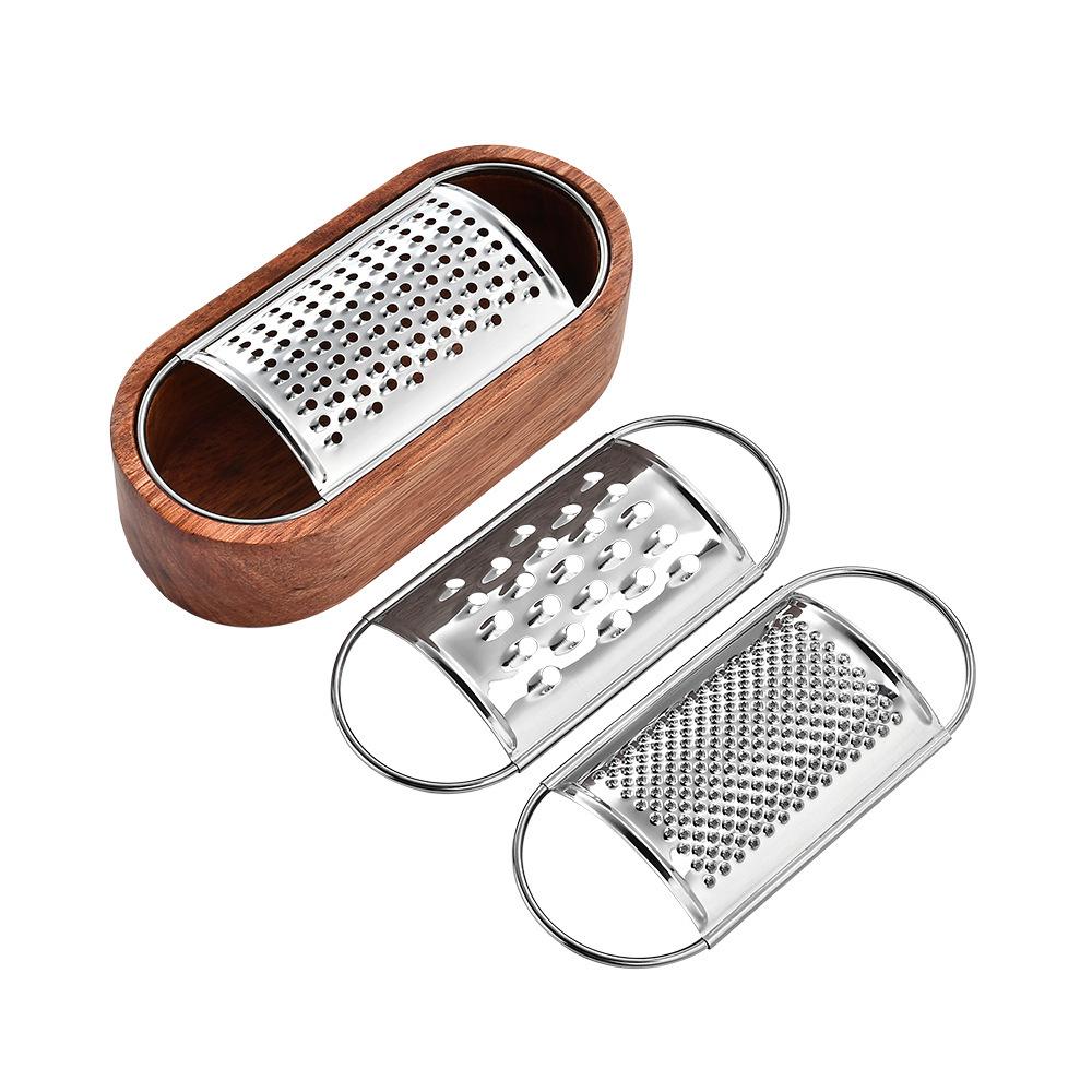 Begonia Wood & Stainless Steel Cheese and Vegetable Shredder with Storage