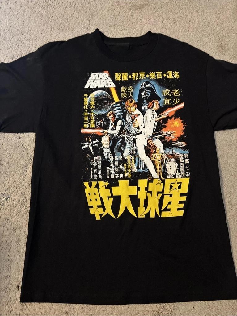 Star Wars Japanisches Filmplakat Kurzarm T-Shirt Retro Tee Mandalorian Chewbacca Herren Damen Kind Lässig Rundhals Tee Oberteile