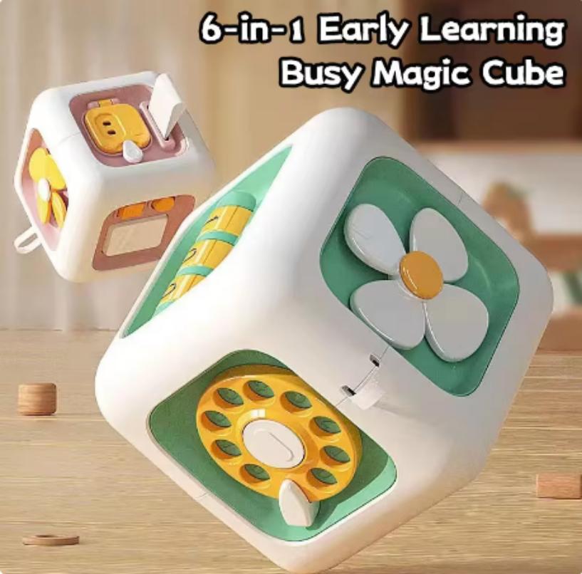Aktivität Busy Cube Sensorikspielzeug 6 in 1 Montessori Lernspielzeug Sensorischer Busy Board Baby Übungsfähigkeiten Würfel Lernspielzeug
