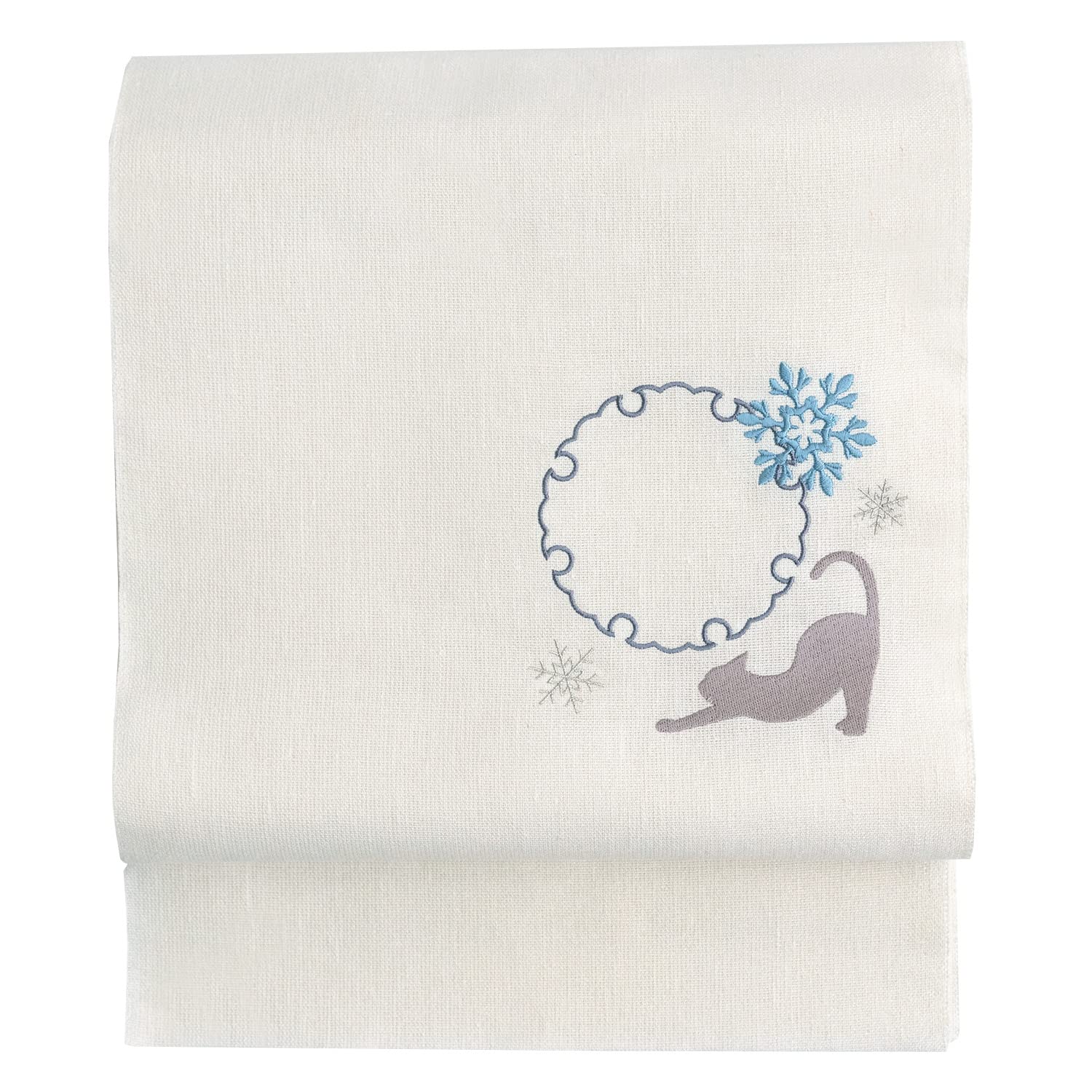 

Obi Hemp Nagoya Obi Embroidery Made in Japan x [KYOETSU] 8-inch Women s (Cat White)