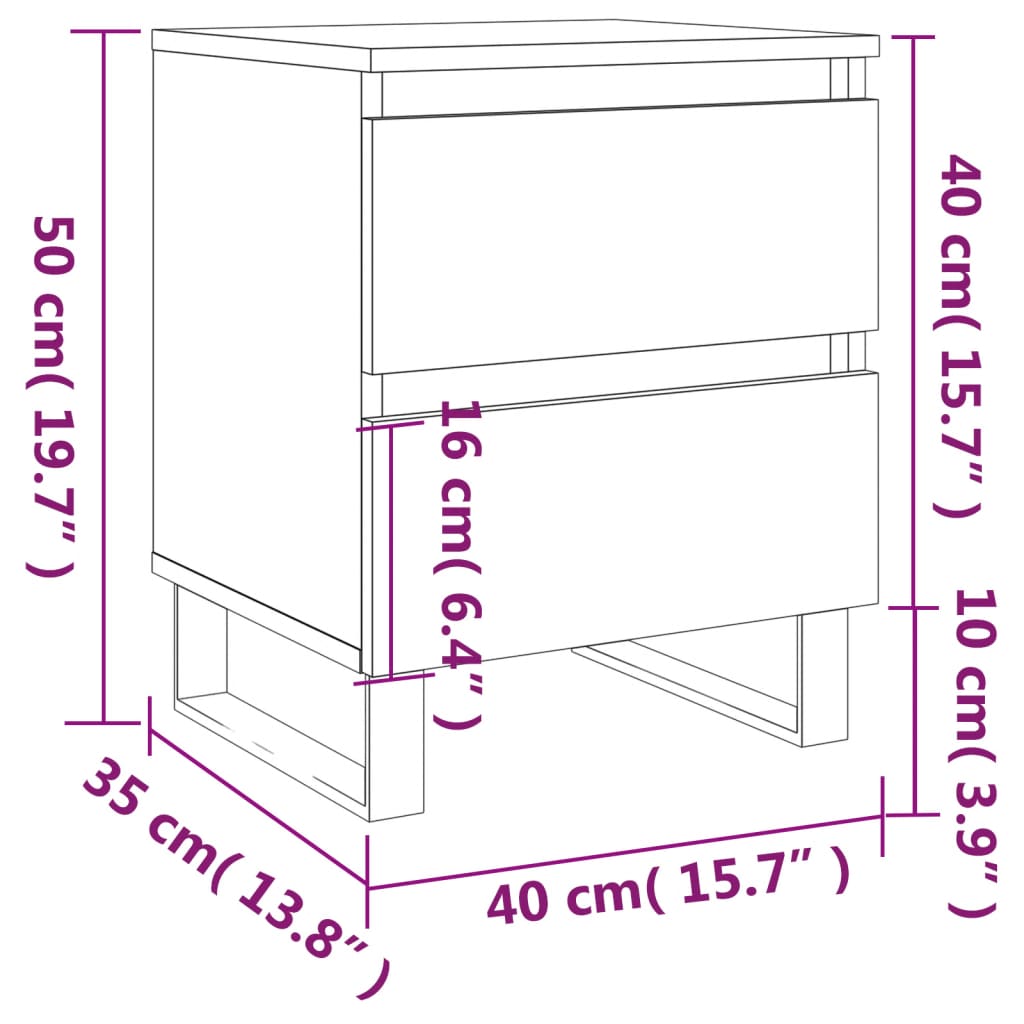 Nightstand Sonoma Oak 40x35x50 Cm Particleboard