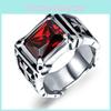 Elegant Fashion Vintage Red Onyx Thor Men's Stainless Steel Gothic Style Ring