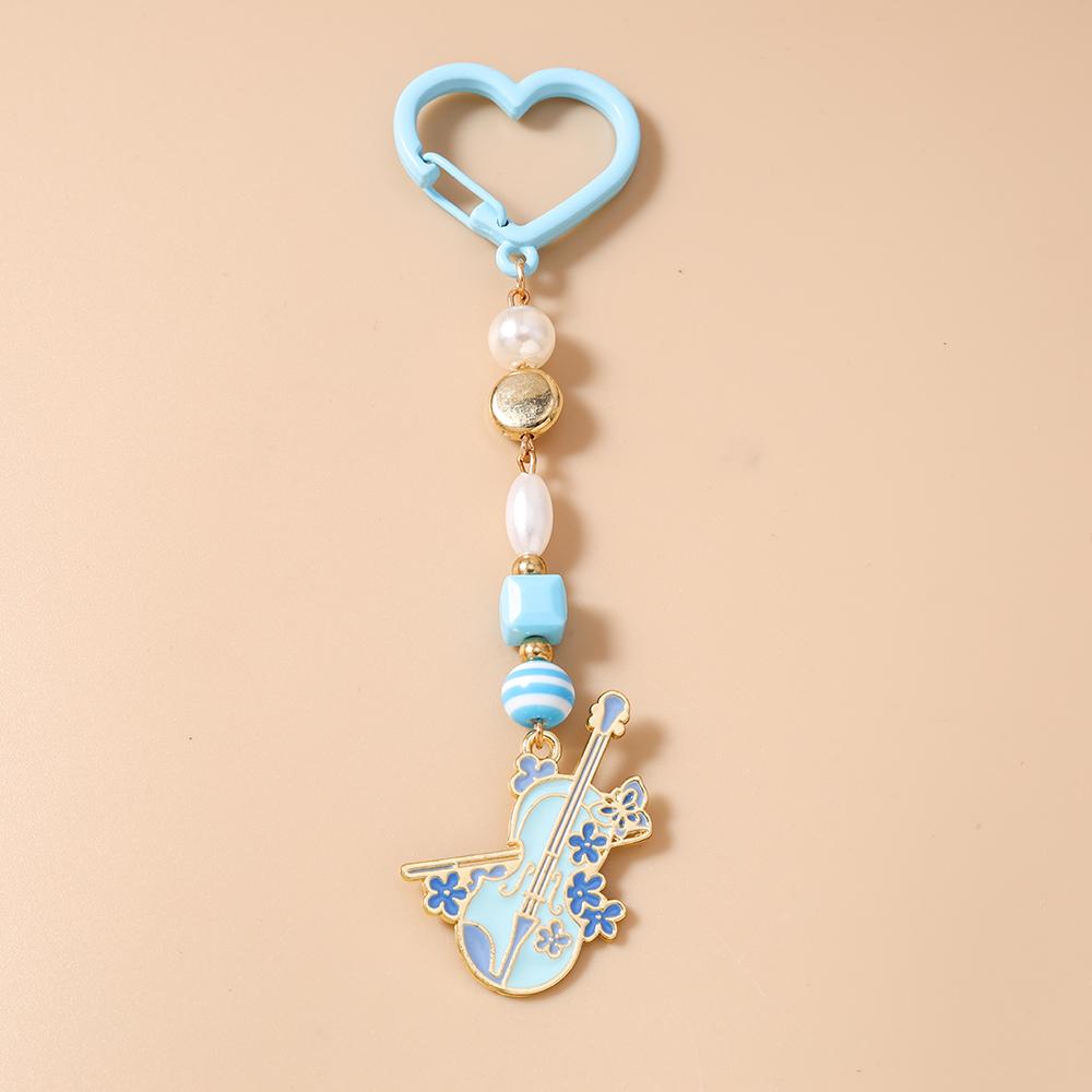 New Enamel Violin Guitar keychain Women Girls Musical Instrument Key Ring Pendant for Handbag Decor DIY Key Holder Jewelry Gift