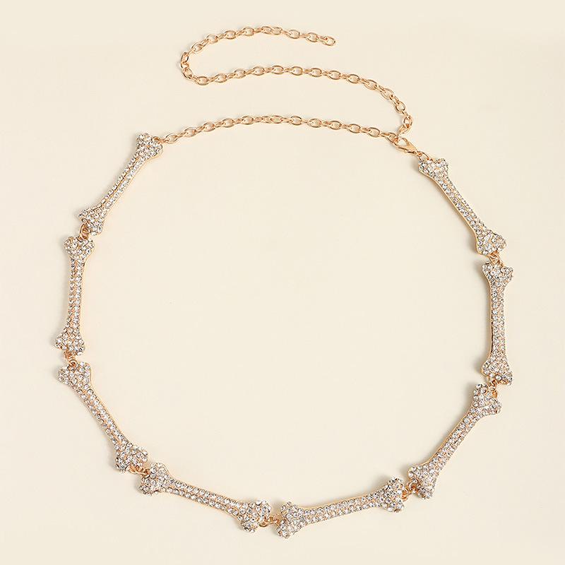 

Премиальная женская поясная цепочка Кость Стразы Металлическая поясная цепочка Модная Роскошная женская поясная цепочка