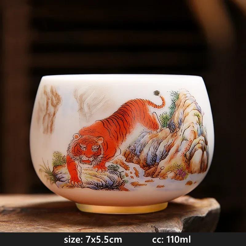 

90/110ml Hand-painted Ceramic Tea Cup High Quality White Porcelain Teacups Handmade Portable Tea Bowl Exquisite Tea Accessories