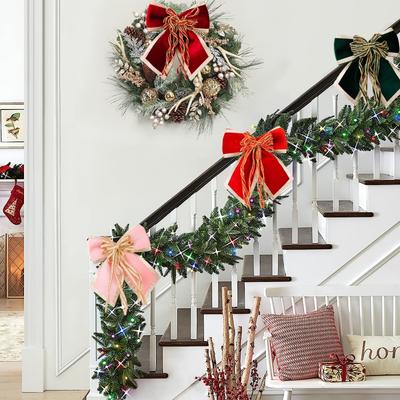 1 Piece Christmas Decorations High End Gold Velvet Bow Christmas Plush Bow Large Red Christmas Tree Wreath Decoration