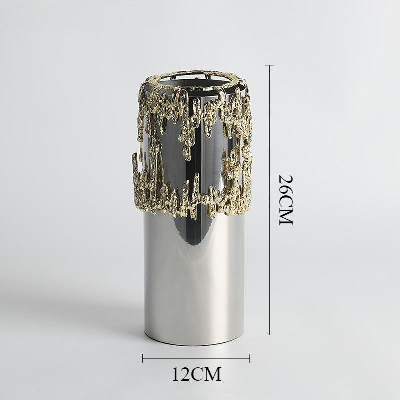 Stainless Steel Flower Vase Mirror Abstract Art Vase Simple Modern Pretty Plant Flower Bottles Home Decorative Vases Ornaments
