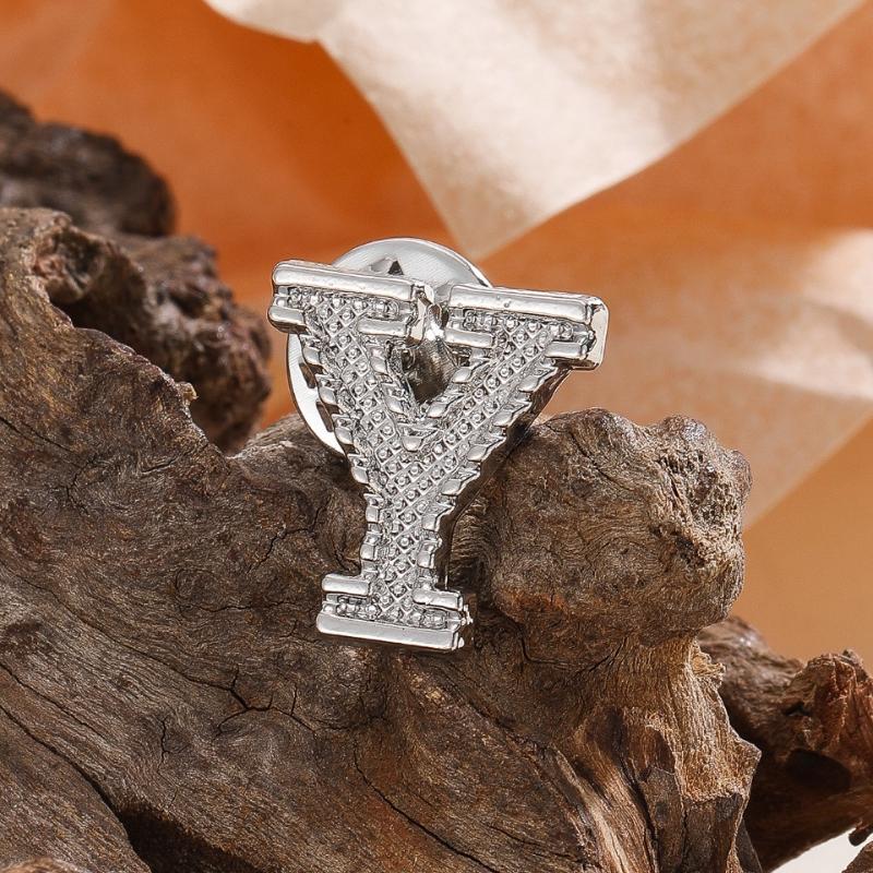 2Pcs Initial A To Z 26 Letters Pin Silver Color Fashion Metal Alphabet Women Men Suit Collar Lapel Brooch Pin Accessories