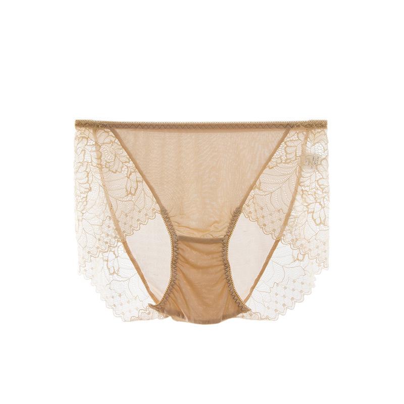 1 Pc Low Waist Sexy Lace Triangle Briefs Silky Smooth and High Elasticity Silk Home Underwear Briefs