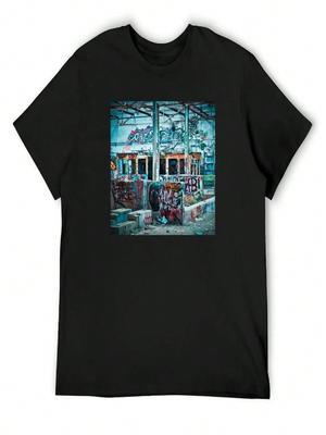 Graffiti Art Illustration - Lost Places Pattern T-Shirt Plain Aesthetic Clothes Blacks Unisexs Graphic T-Shirts Big And Tall