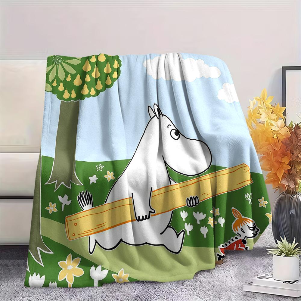 Moomin3 Flannel Blanket, High quality Comfortable for All Seasons, Home Decor, Warmth and Comfort