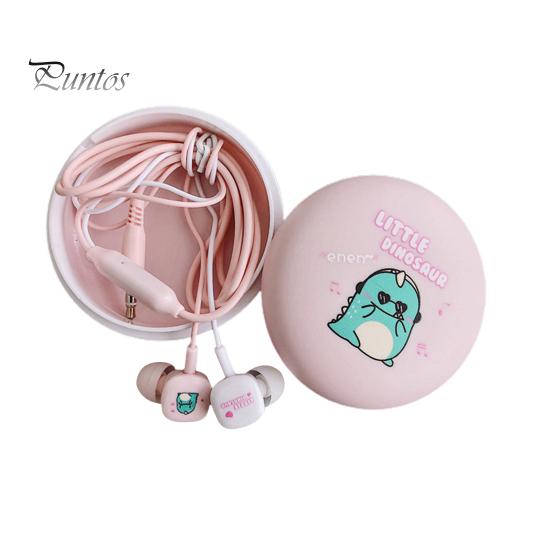 

Универсальные наушники с милым мультяшным басом, проводные наушники-вкладыши с микрофоном и коробкой для хранения розовый