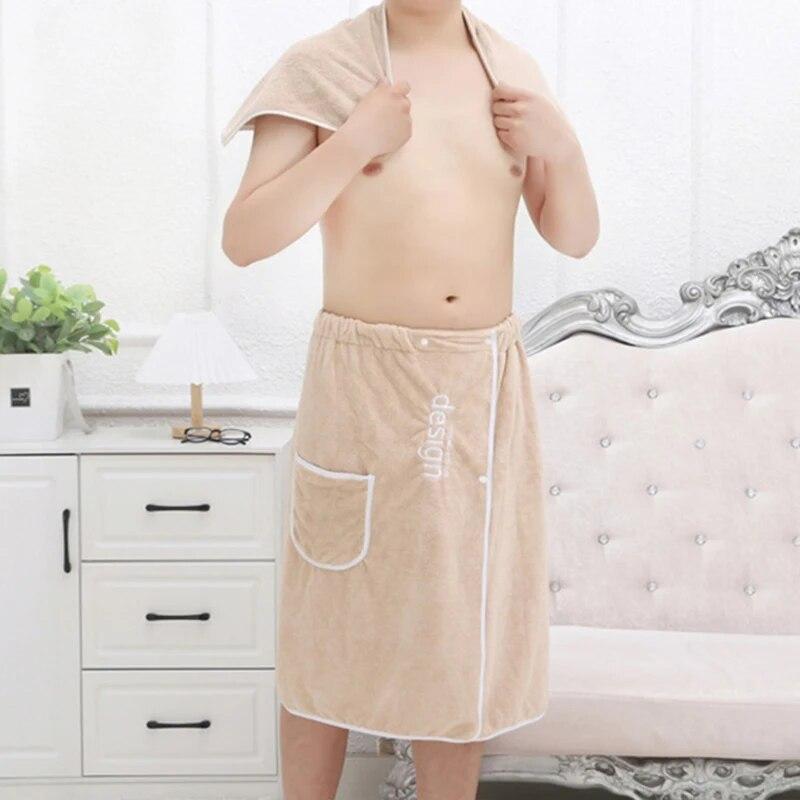 Fashionable Men's Two-piece Set of Bath Towels, One Pair of Household Coral Velvet, Absorbent and Wearable, Can Wrap Towels, Bath Towels