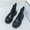 Tooling Shoes High-top Martin Boots Retro Heightening Men's Leather Shoes Locomotive Boots Women's Large Size Black Leather Boots Men