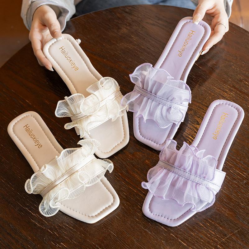 Fashion Flat Shoes Female Slippers Casual Big Size Slides Slipers Women Luxury 2025 Female Shoes Slippers Flat Big Size Slides Fashion 2