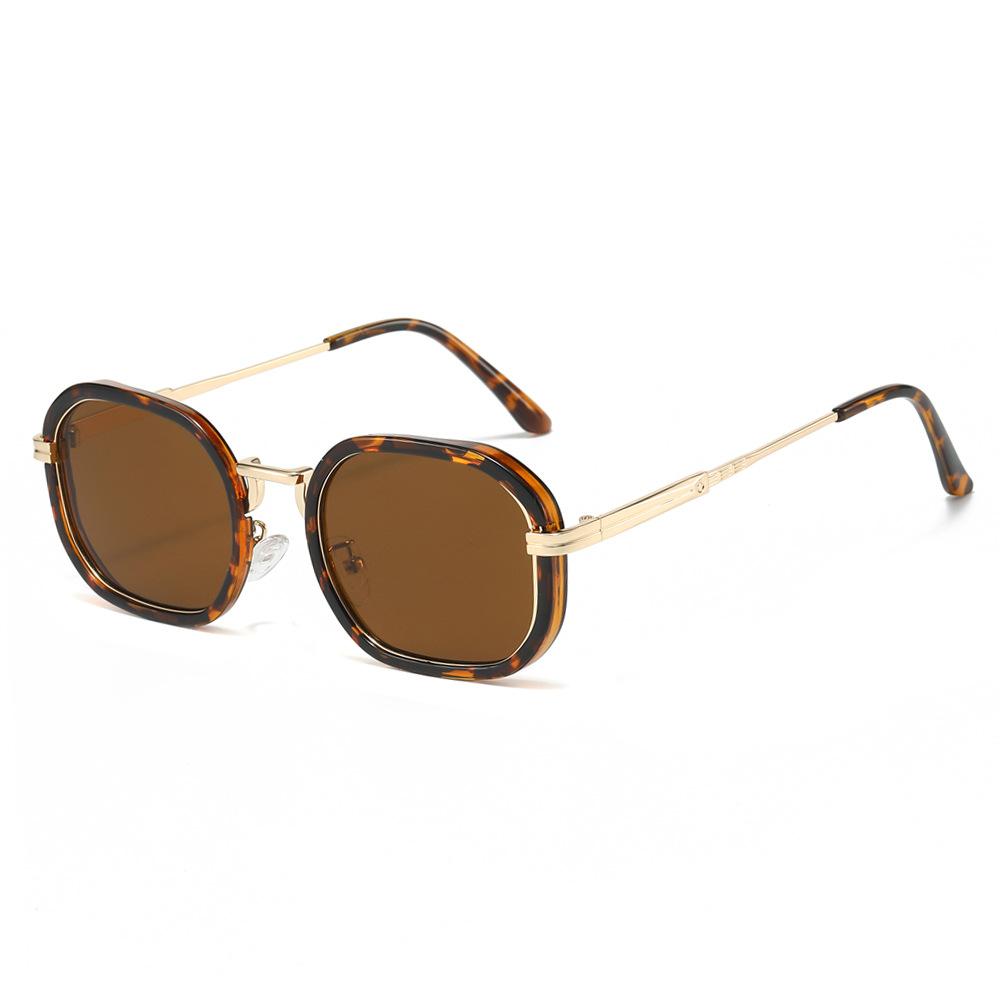 

Vintage Square Sunglasses Women Metal Men Shades Fashion Eyewear Luxury Sun Glasses Brand Oculus Female Gafas UV400 as picture леопардовый