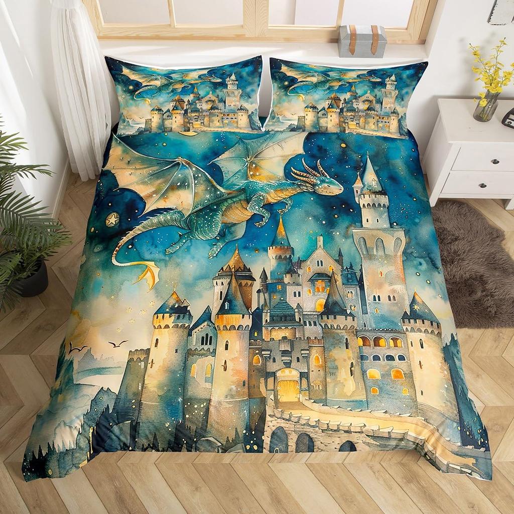 Dragon Kids Duvet Cover Sets Queen King Twin Size Boys Men Room Decor With 1 Bedding Comforter Cover 2 Pillowcases No Comforter