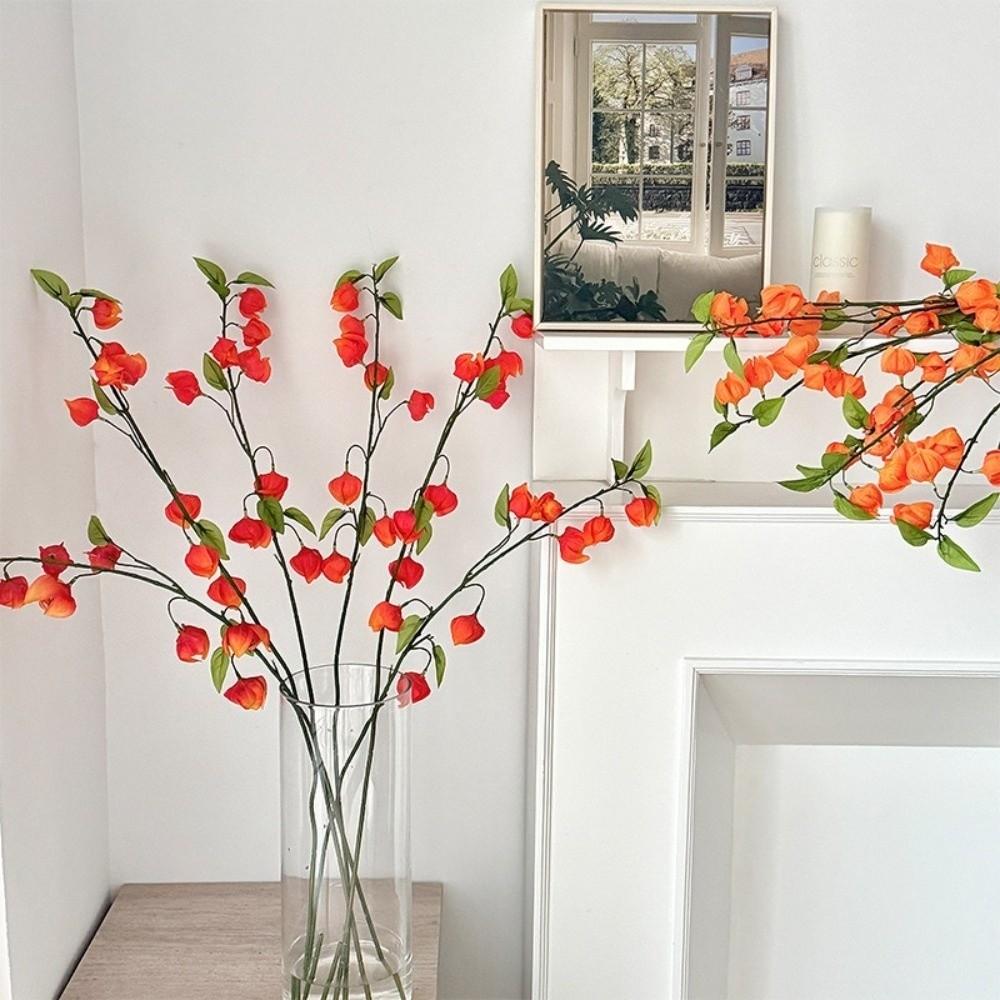 Orange Lantern Fruit Silk Cloth Sour Berry Lifelike Simulation Flower  Home Decoration