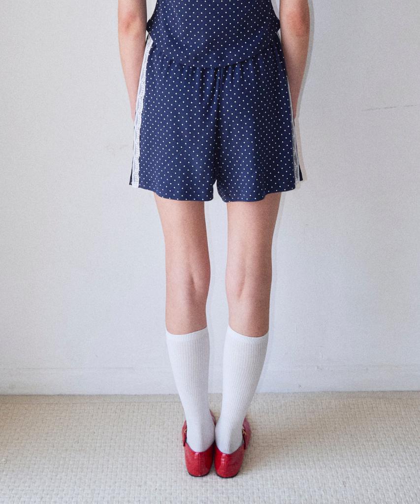 Loginaenloji Dot Detailed Side Race Shorts Navy