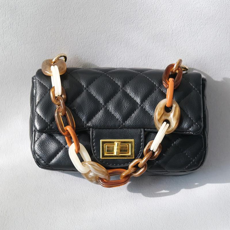 Neue Mode Frau Tasche Zubehör Crossbody Vintage Tasche Kette Acryl Tasche Braun Seil Strap Frauen Handtasche Schulter Griff Ketten