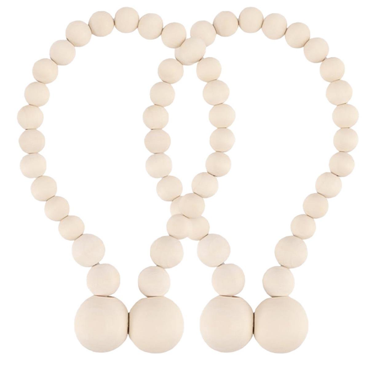 

Декор комнаты Сильные магниты для штор Подхваты для штор в стиле бохо, Магниты для штор, Бусины цвета дерева, Круглая хлопковая веревка 2 шт. бежевый