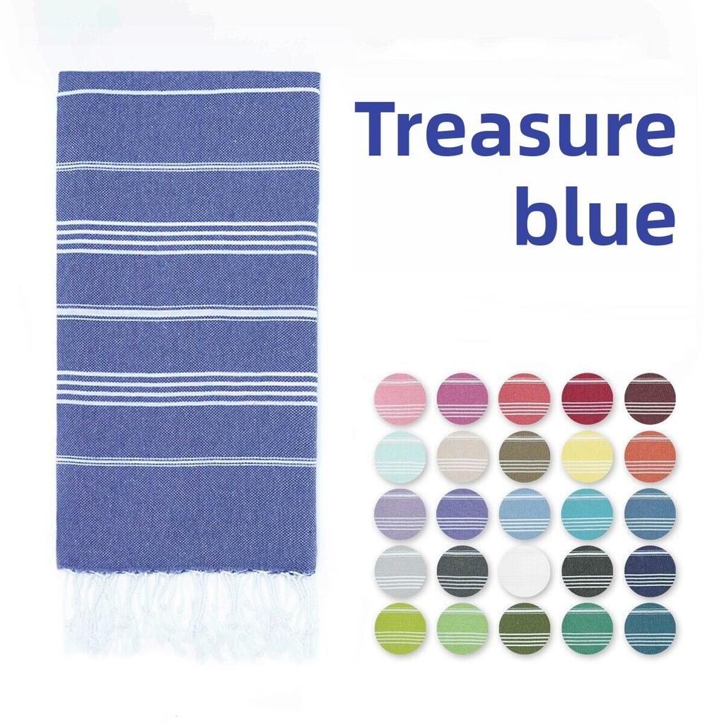 Woven Cotton Blanket Outdoor Blanket Foreign Trade  Beach Towel Color Bath Towel Tassel Striped Polyester Cotton Beach Towel