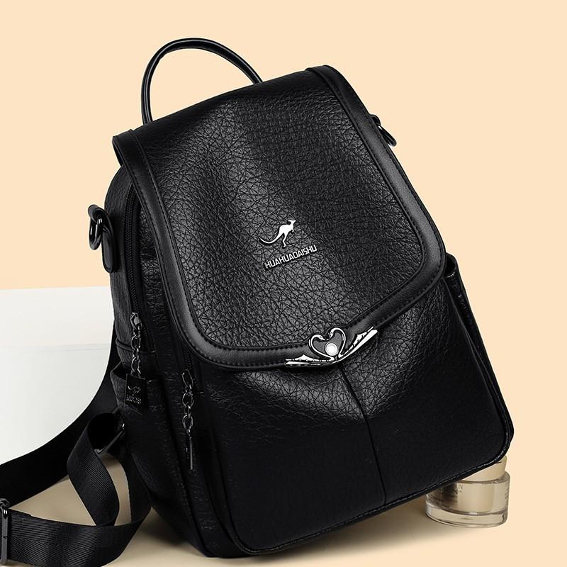 Schoolbag Wholesale 1011 New Large Capacity Women's Leather Texture Women's Backpack Soft Leather Multi-purpose Middle-aged Women's Bag Mother Bag
