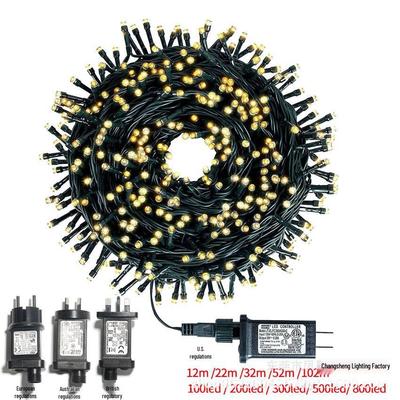 50m Green Wire European Standard Festive String Lights - Low-Voltage Christmas Star Decor
