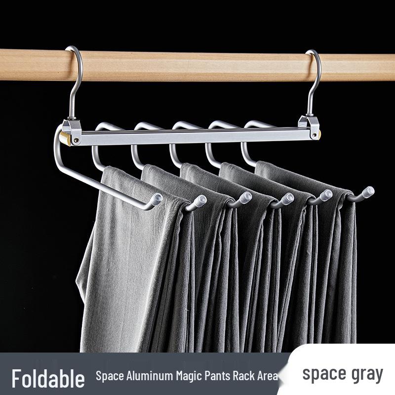 Multi-Layer Aluminum Pant Hangers: Foldable Wardrobe Organizers
