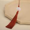 Double-Sided White Jade Lotus Tassel Fan Pendant - Antique Decoration Accessory